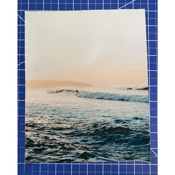 Pair Coastal Vinyl Canvas Prints Wall Art Giclee 8"x10" Surfer Seaside - Picture 4 of 5